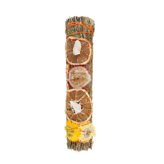 ROSEMARY, PALO SANTO AND QUARTZ RITUAL WAND SMUDGE STICK 9in SMUDGE STICKS & BOWLS from Eleanoras